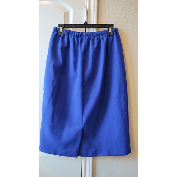 Vintage 80s -90s royal blue blouse and skirt set size 16 - Picture 8 of 16